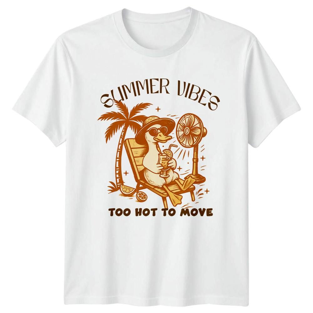 Summer Vibes Too Hot To Move Retro Duck Beach TShirt S