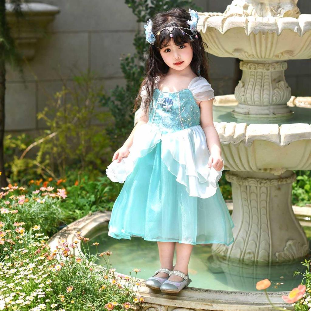 [monoii] Princess Dress for Kids Halloween Mermaid Princess Dress Cosplay Kids Mermaid Costume Girls Outfit