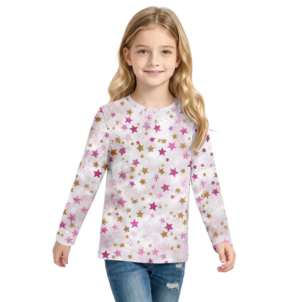 Kids' Fashion Printed Long Sleeve Round Neck T-Shirt