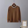 Spring and Autumn New Bead Crew Neck Knitted Sweater Slim-fit Versatile Bottom Sweater Top Women's