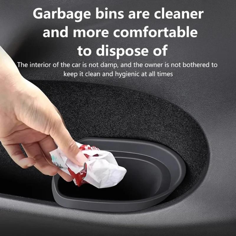 Car Door Trash Can for Tesla Model 3/Y/3 Highland 2017-2025 Eco-Friendly Silicone Waterproof Garbage Can Storage Box Accessories
