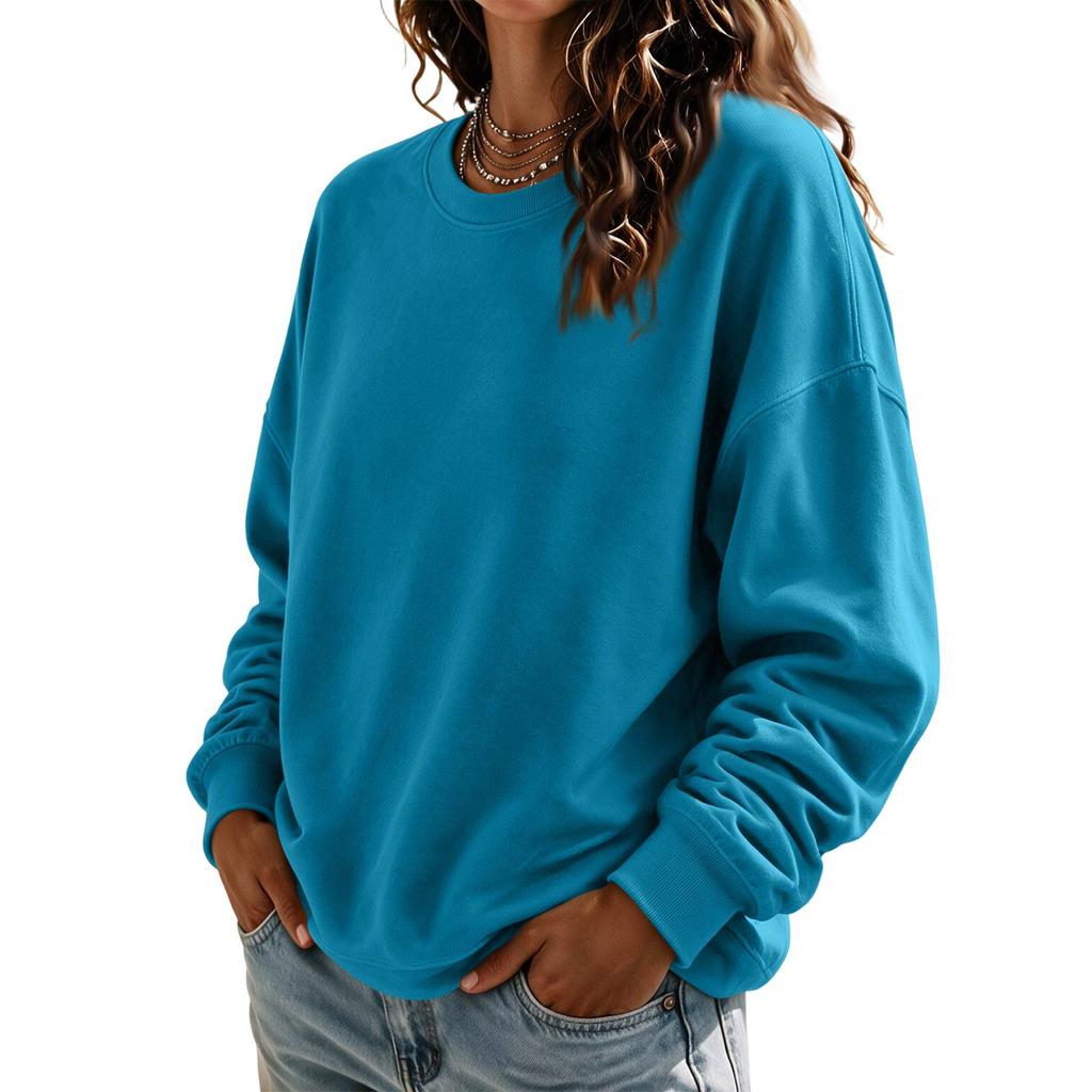 Women's Crewneck Sweatshirt Long Sleeve Color Casual Top for Everyday Wear