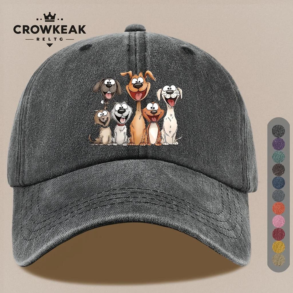 pc Cheerful Cartoon Dog Family Design Printed Casual Baseball Cap Lightweight Comfortable And Breathable Adjustable Size fo