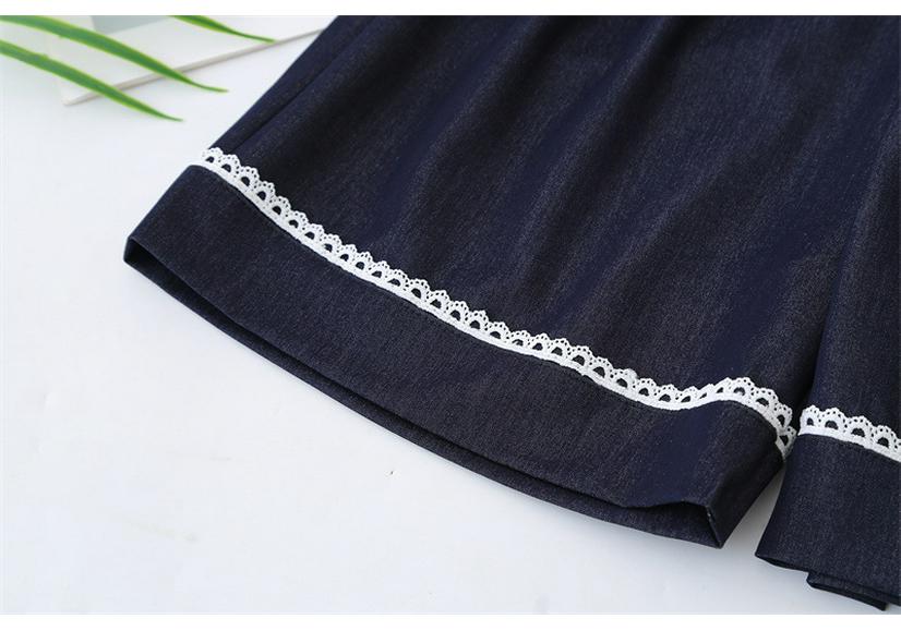 Plus Size Women's High Waist Lace Tencel Denim Capris Shorts - Slimming Wide Leg 