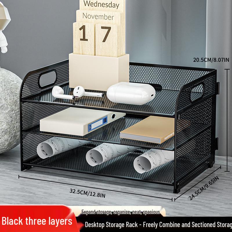 

Multifunctional Metal A4 File Storage Rack - Multi-layer Vertical Paper Holder for Home Office