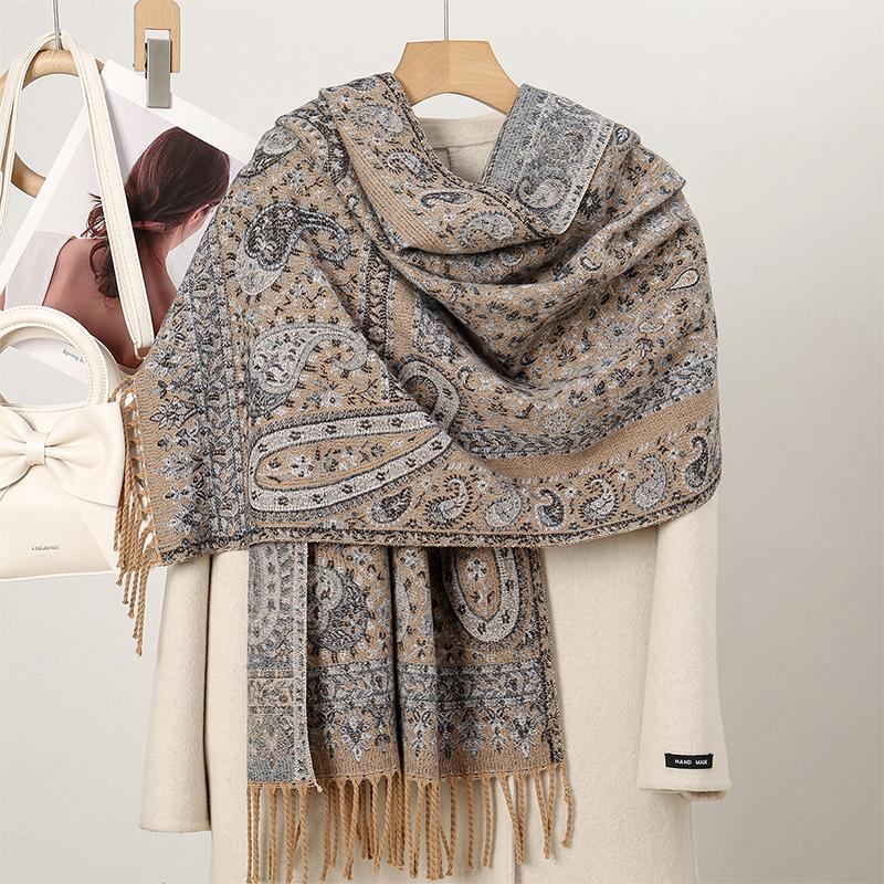 New Shawl Warm Winter Scarf Hijab Women Print Paisley Cashmere Pashmina Thick Wrap Head Neck Foulard Luxury  Blanket Echarpe
