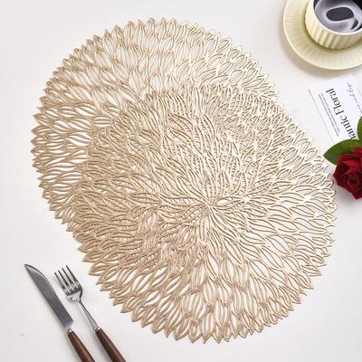 Simple Mesh Flower Placemat European Style  Gold PVC Hollow Coffee Dining Table Decorative Mat Steak Tray Mat Coaster