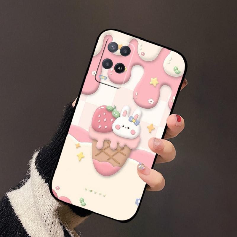 For Oppo A54 4G Case Black Silicone Soft TPU Shockproof Phone Cases For Oppo A54 Painted Phone Cover CPH2239 Protective Fundas