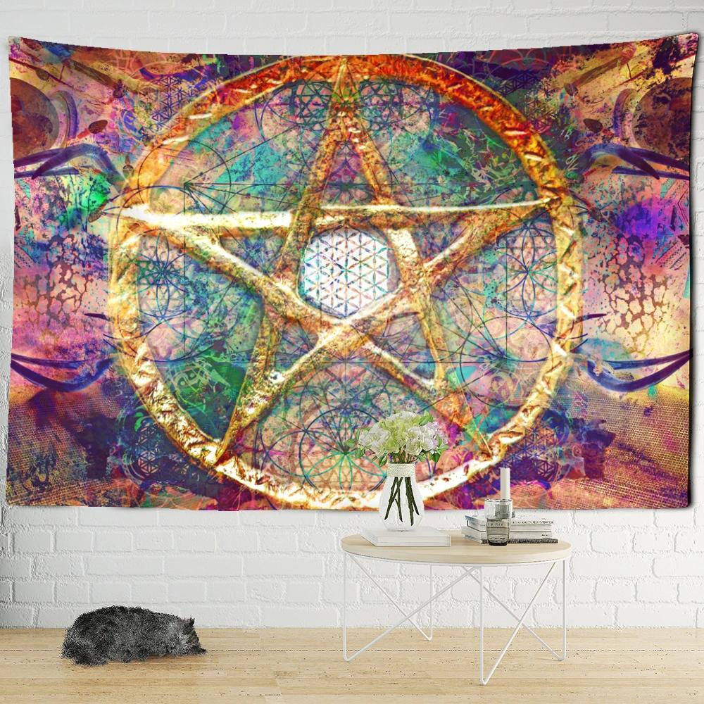 India Mandala Tapestry Wall Hanging Boho Decor Wall Cloth Tapestries Psychedelic Hippie Night Moon Tapestry Mandala Wall Carpet