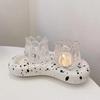 2PCS Vintage Glass Candle Holder Mini Candle Cup Elegant Candlestick Holder  Home Party
