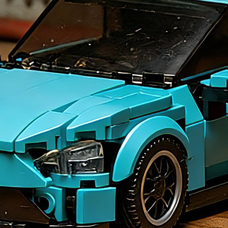 Moc SU7 Blue Racing Car Building Blocks Model Decoration Sports Vehicle Brick Assembly Creative Ornament Kid Children's Toy Gift