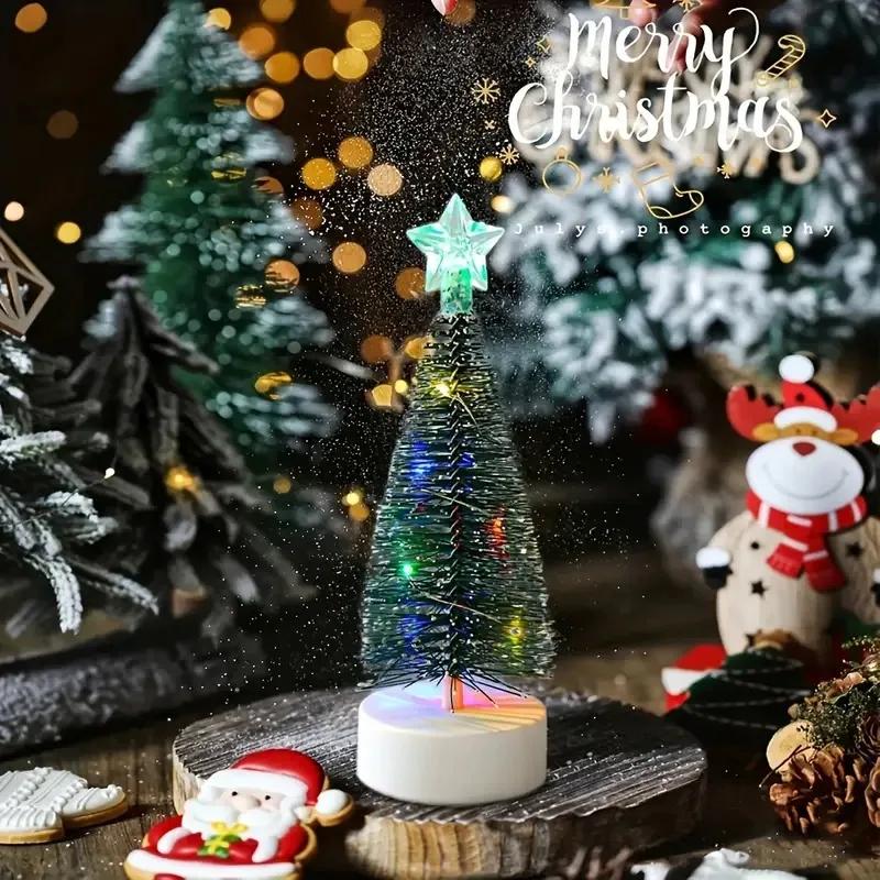 5/10PCS Mini LED Christmas Tree Light 7.1 Inch Glowing Electronic Candle Lamp Holiday Party Table Ornament Home Decoration Gift
