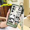 Wrist Strap Ring Phone Case For Realme C65 Waterproof Phone Holder Cute Protective Silicone Back Cover Panda Soft case