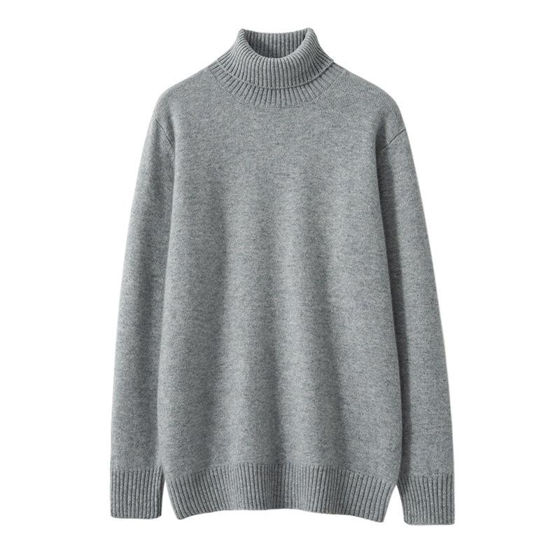 

Men s Cashmere High Neck Loose Fit Sweater - Autumn/Winter Plus Size, Solid Color Wool Knit XL