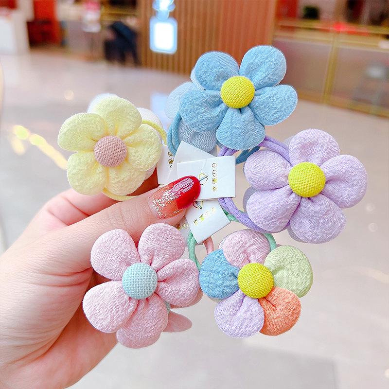 Koreanische Regenbogenblumen Haargummis: Süße Bonbonfarben für Mädchen