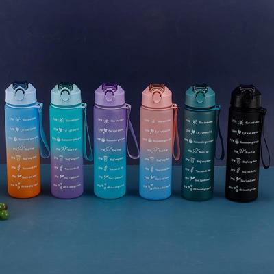 800ml Gradient Sports Water Bottle - Large Capacity with Scale, Outdoor Plastic Cup