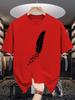 Unisexs Summer 100 Cotton Fashion Feather Pattern Printed Casual Loose Sports Round Neck Short Sleeve TShirt Top