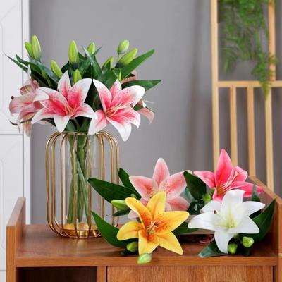 Seiden-Falsche Lilien-Strauß 65cm Hochzeitsstrauß Künstliche Lilienblumen für Haus- und Hochzeitsdekoration