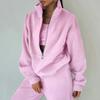Women's Loose Fit Two-Piece Tracksuit Long Sleeve Zip Sweatshirt Elastic Waist Long Jogger Pants