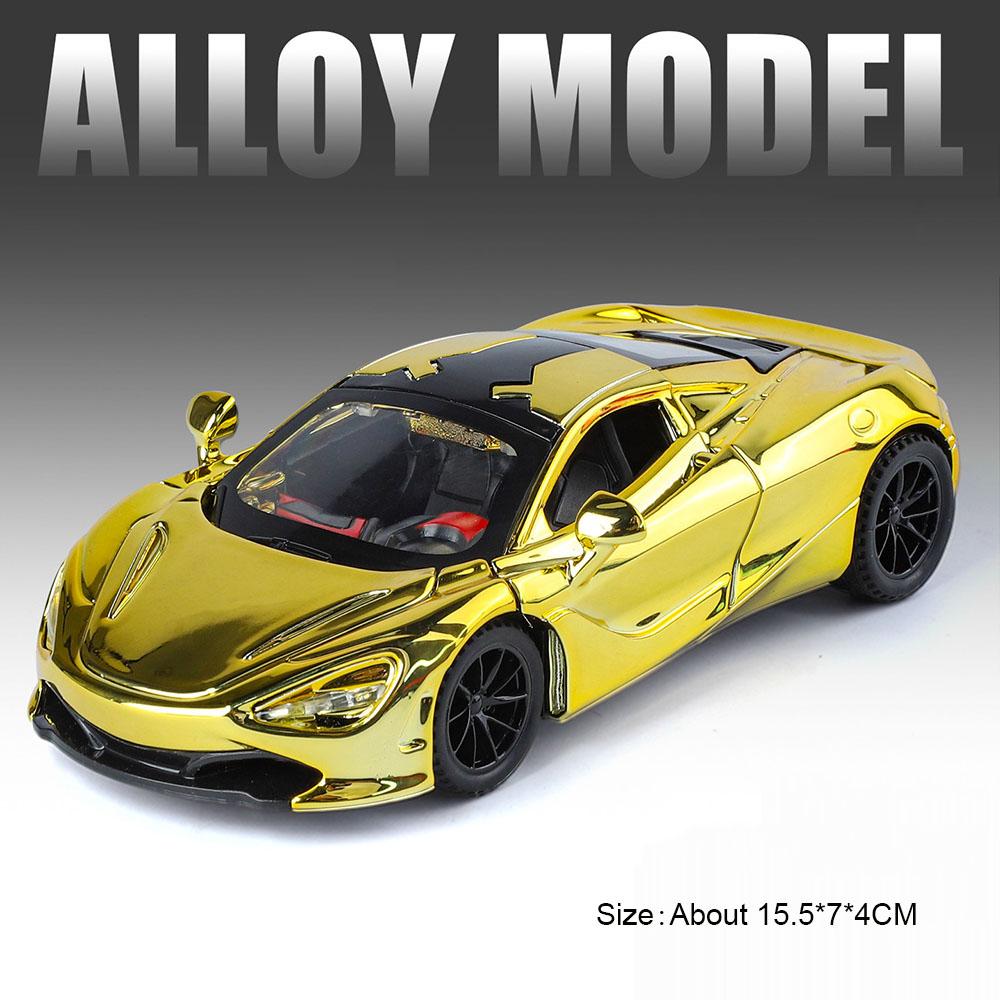 1: 32 Scale 720S Alloy Model Toys Diecast Car Doors Opened Sound Light Pull Back Miniature Vehices Desktop Collection Ornaments