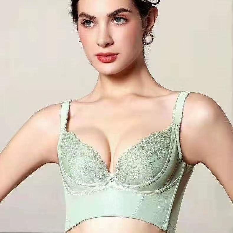 

Salon-Style Push-Up Anti-Sag Bra with Side Support 90D-F світло-зелений колір