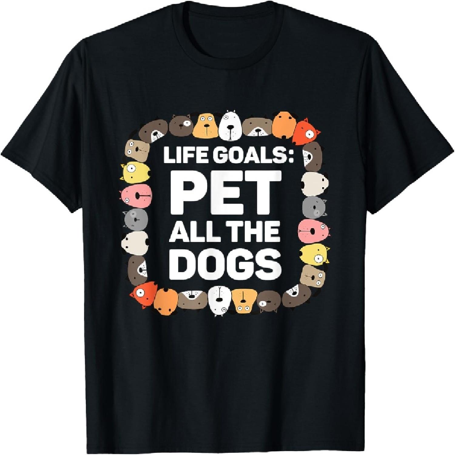 Pet All the Dogs Life Goals Funny Dog Lover Kids Puppy Dog T-Shirt S