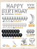 Mot Zero Birthday Balloon Set Balloons Decoration Happy Birthday Confetti Double-sided Tape Ribbon Included Men Women Black White Celebration