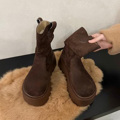 Thick-soled Velvet Snow Boots Keep Warm and Increase Height Medium Boots Women's Northeast 2024 Winter New Small Large Cotton Short Boots