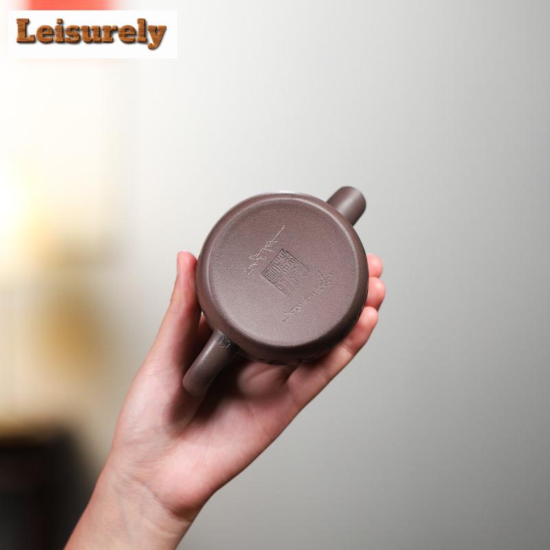 200ml Retro Yixing Purple Clay Teapot Handmade Well Elephant Pot Raw Ore Hyperthermy Azure Mud Kettle With Strainer Zisha Teaset