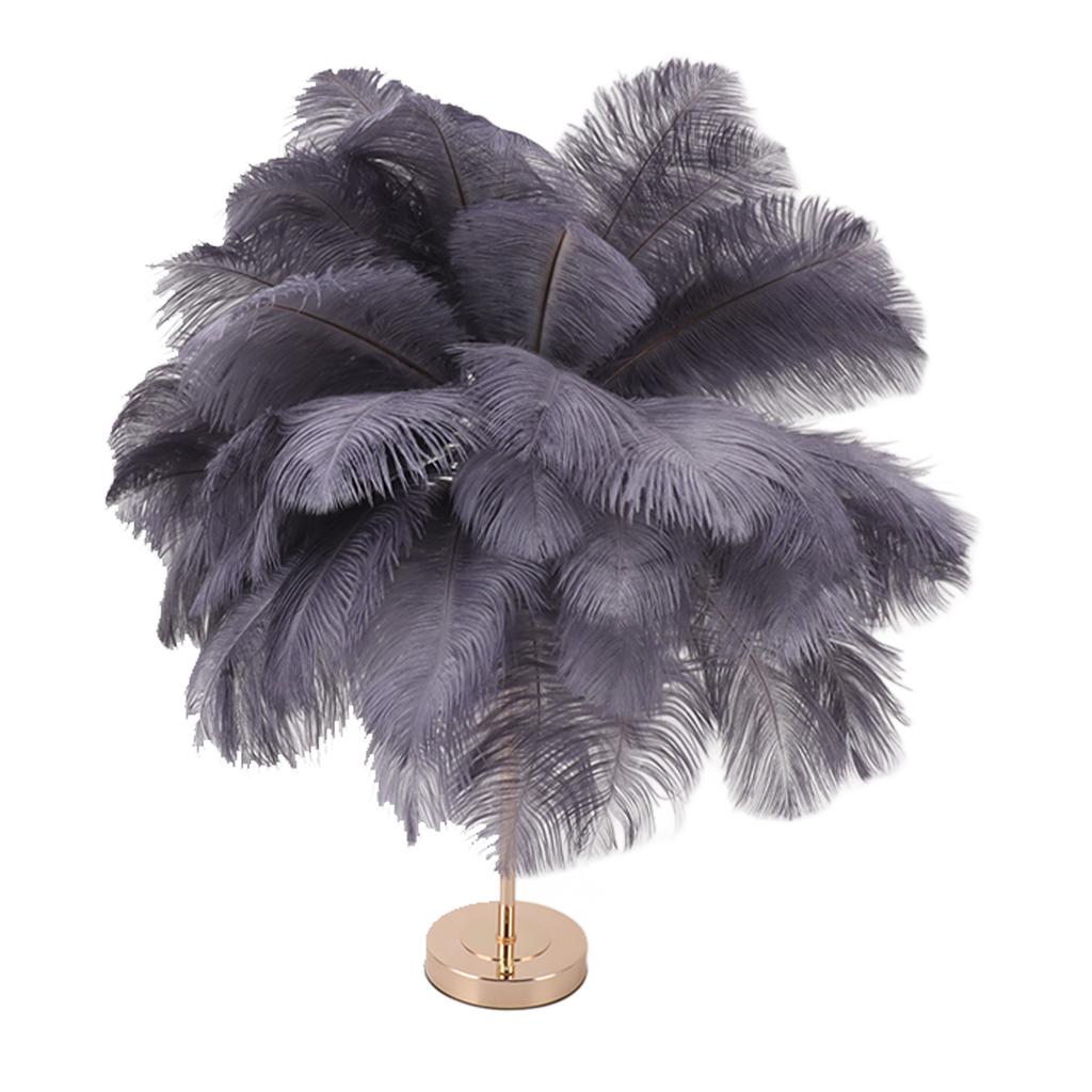 Ostrich Feather Table Lamp Rechargeable Modern Romantic Decoration Lamp Bedroom Bedside Lamp for