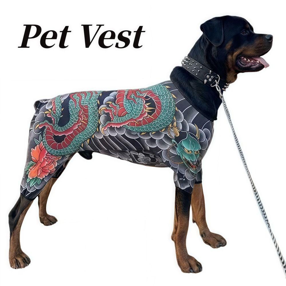 Four Seasons Pet Tattoo Vest Funny Pet Clothes Creativity Dog Cat Tattoo Jacket For Pet S To 6XL