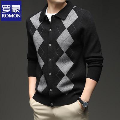 Luo Meng Men's Knit Cardigan Sweater