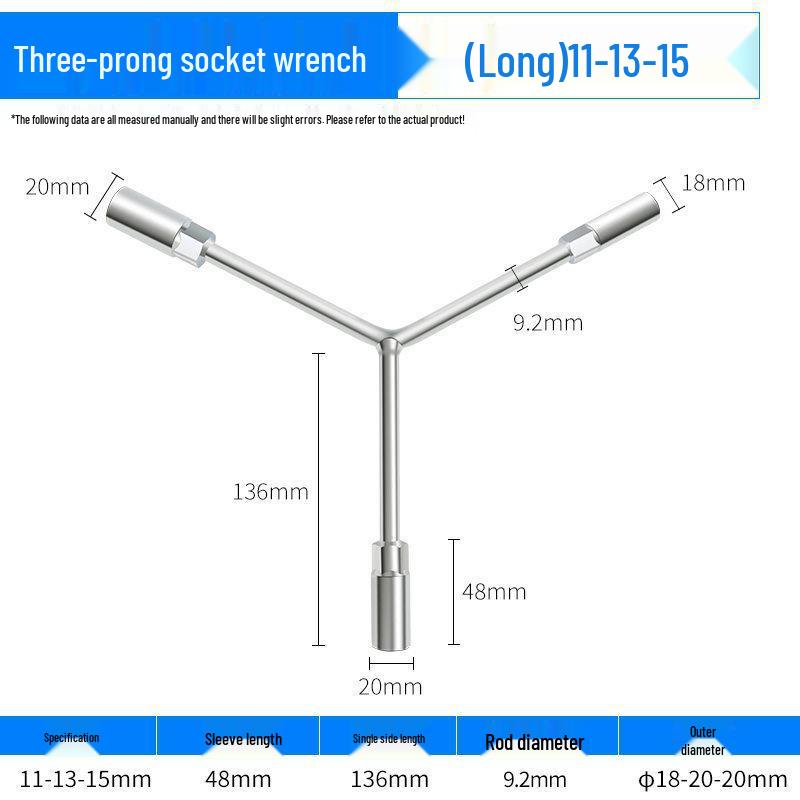 Dreifach erweiterbarer Multifunktions-Y-Steckschlüsselschlüssel für Motorrad- & Autoreparatur