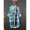 Grote Maten Dames Middellange Geruite Print Dames Herfstshirts Casual Damesmode Lange Mouw Enkelrijige Blouses