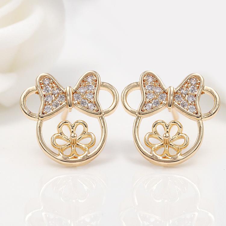 

925 Silver Bow Stud Earrings with Zircon Inlay for Women - DIY Jewelry Accessory 14k Real Gold