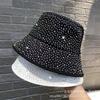 Womens Foldable Sun Hat With Rhinestone Embellishment Cotton Wide Brim Bucket Outdoor Travel