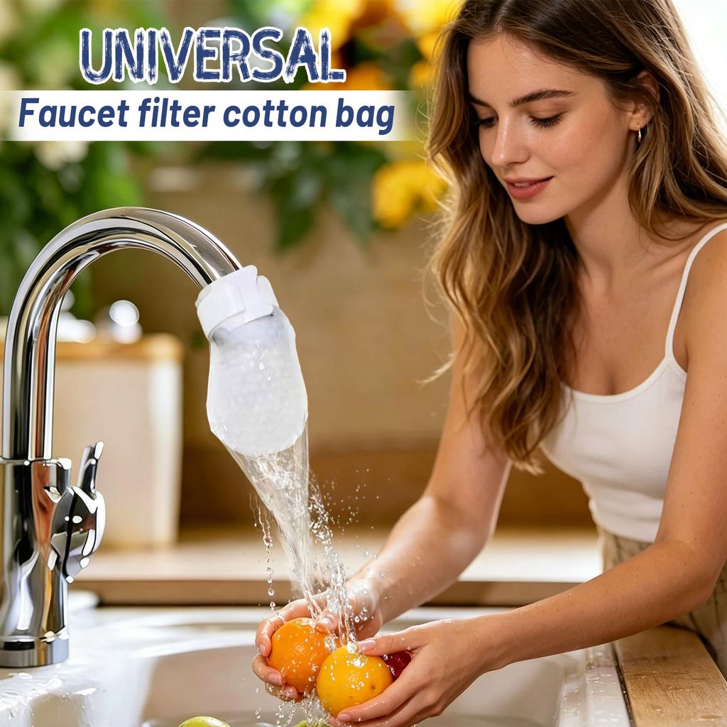 20 Pack Faucet Filter Cotton Bags with 2 Hook and Loop Straps