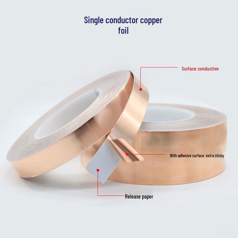 Single-Sided Copper Foil Tape: Electromagnetic Shielding, Anti-Interference, Double-Sided Conductive, Pure Copper.