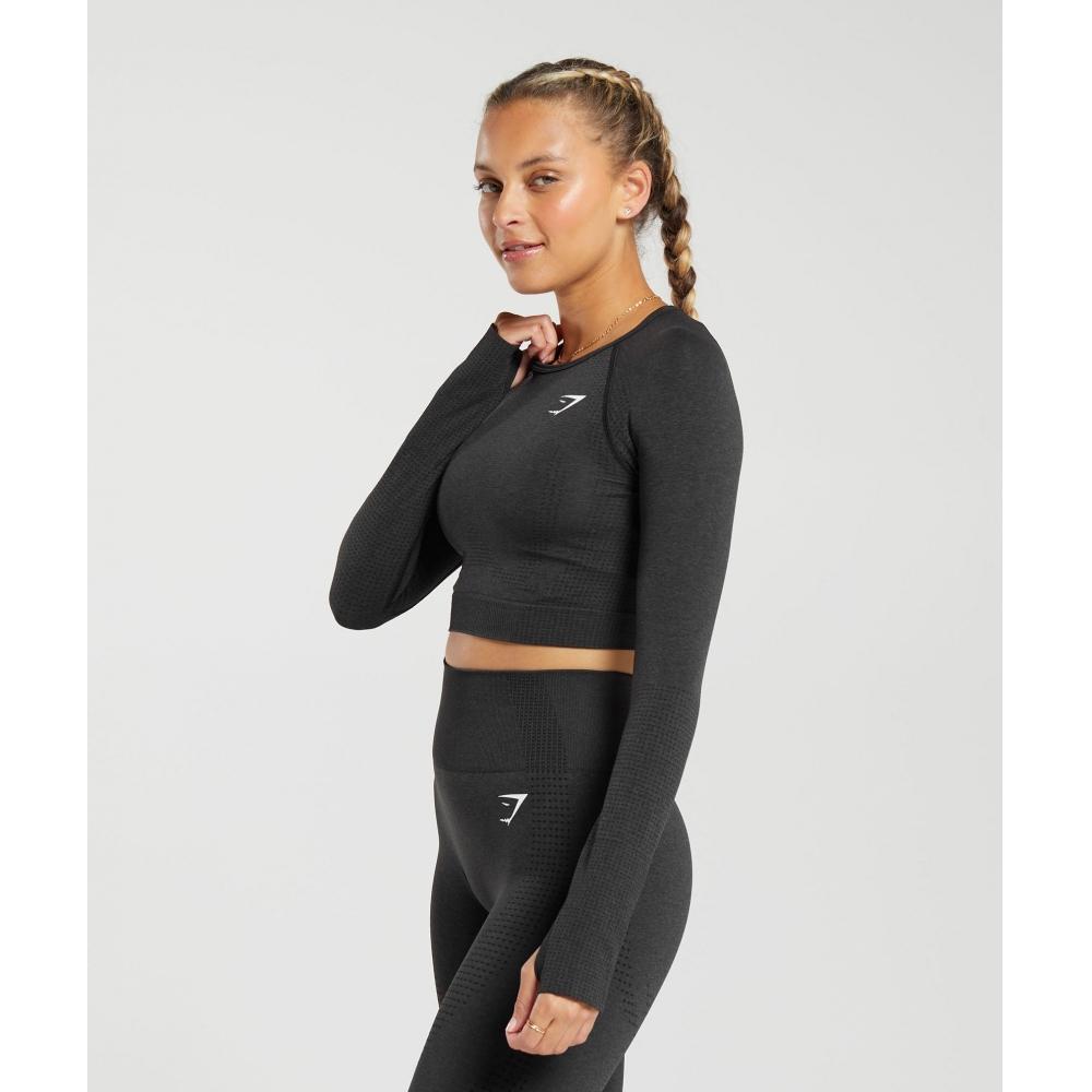 Gymshark Vital Seamless 2.0 Crop Top Black Marl B1a3d Bbf3