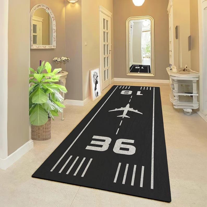 Black Runway Runner Rug Terminal Runway Carpet Living Room Bedroom Bedside Sofa Home Decor Floor Mat