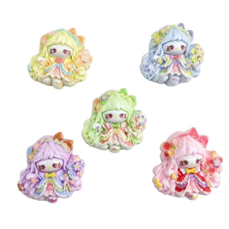Cartoon Flower Fairy Resin Accessories: DIY Hair Clip & Keychain Trendy Ornament