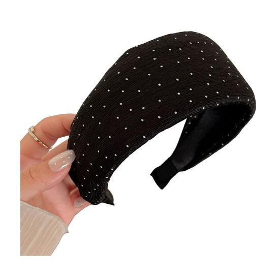 Cerchietto per Capelli da Donna, Fascia Satinata Allargata e Curva con Design a Pois, Vestibilità Comoda per Assottigliare il Viso, Fascia per Capelli per Uso Quotidiano