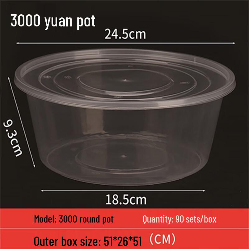 XLBZ Disposable Round Transparent Food Containers with Flat Lids