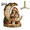 Indoor Outdoor Christmas Sign Wooden Table Sign 2D Flat Santa Claus/Snowman Reading Desktop Ornament Decorative Signage with Stand Holiday Tabletop