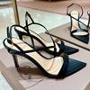 Fashion Black Pointed-Toe Stiletto High Heels For Women, 2025 Summer New Style Cross-Strap Sexy And Elegant Open-Toe One-Shoulder Buckle