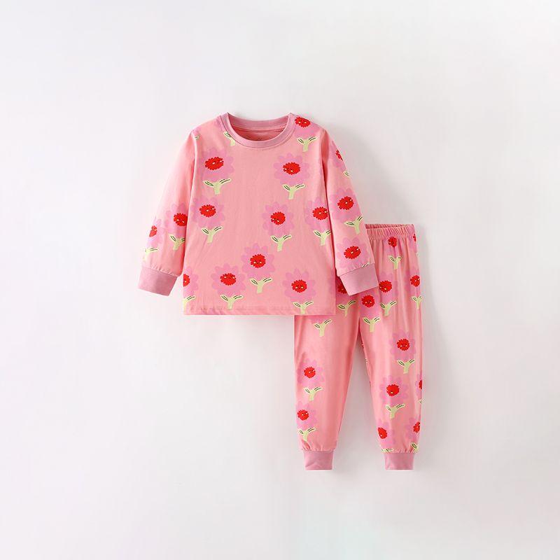 

Malwee Girls Домашняя одежда Осень 2025 Западный стиль Маленькая девочка Длинные рукава круглый вырез Принт Детский костюм из чистого хлопка 979006 140