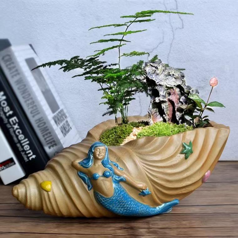 Large Unglazed Breathable Ceramic Succulent Pot for Asparagus Fern & Coin Grass - Creative Coarse Pottery Design