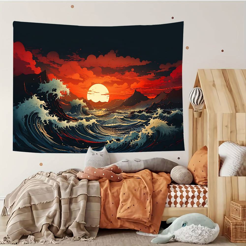Japanese Art Kanagawa Customizable Tapestries Tapestries Of Various Styles, Anime-themed Wall Hangings, Celebrity Photo Printing