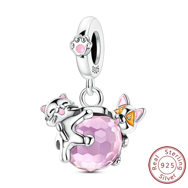 Charms Copper Dog Cat Paw Print Love Pets Charms Beads Fit Original Bracelets Necklaces Pendant Women Diy Jewelry