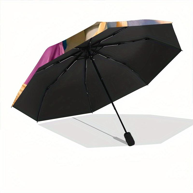 1pc Tangled Rapunzel & Flynn Rider Auto Open Close Umbrella, Portable 3-Fold Design with 8-Bone Iron Frame, Outdoor, for Fans, Travelers, Da